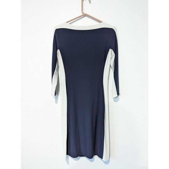 Lauren by Ralph Lauren Navy Ruched Bodycon Midi Dress Formal Office Cocktail - Picture 2 of 5